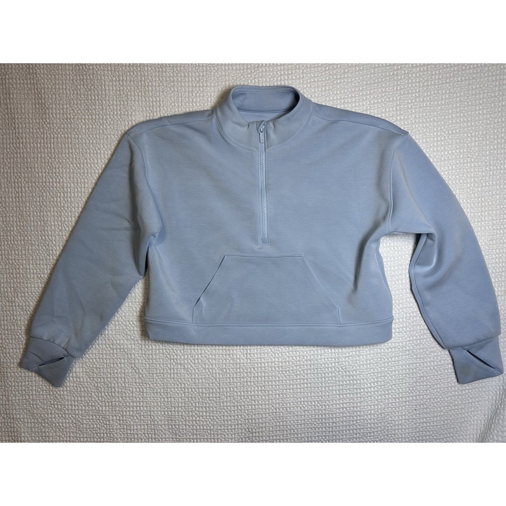 All In Motion Girls XL 14 Sandwash Half Zip Pullover Sky Blue Cropped